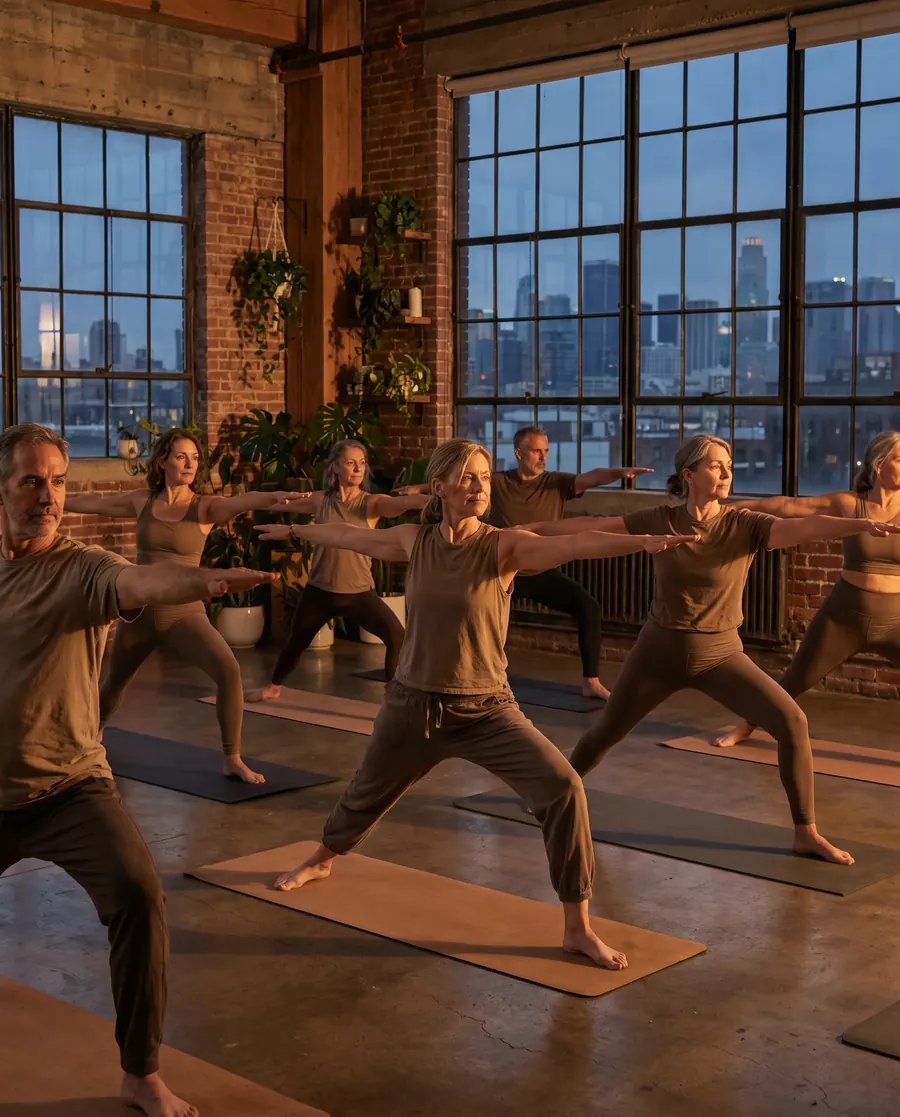 Séance de yoga en fin de journée dans un studio